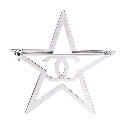 Chanel Ruthenium Crystal Star CC Brooch Blue 3 of 5