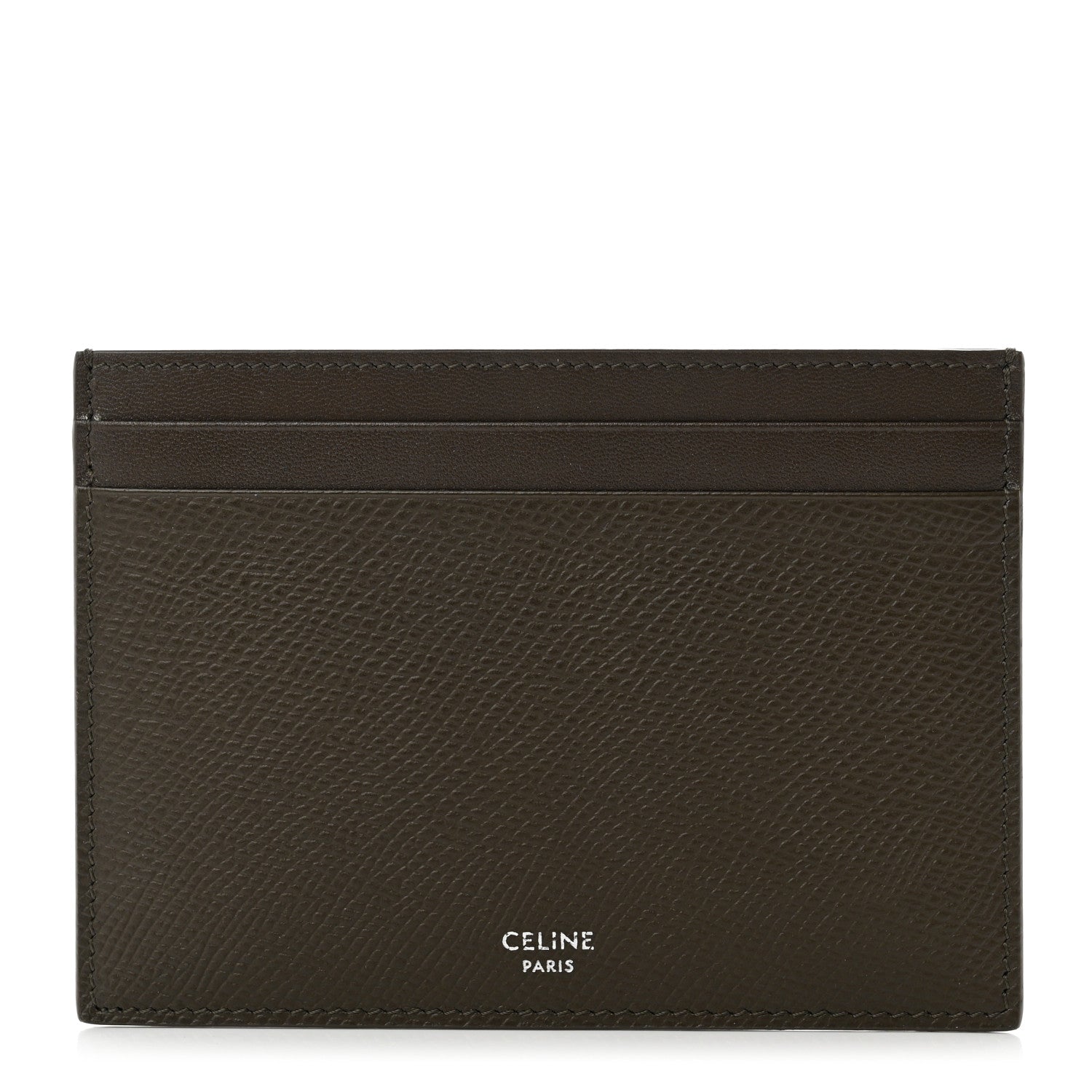 Celine Grained Calfskin Multifunction Card Holder Khaki 1 of 7