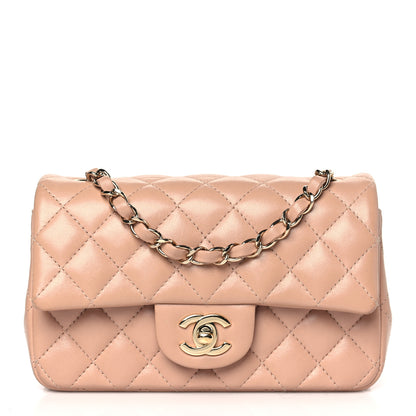Chanel Lambskin Quilted Mini Rectangular Flap Beige 1 of 9