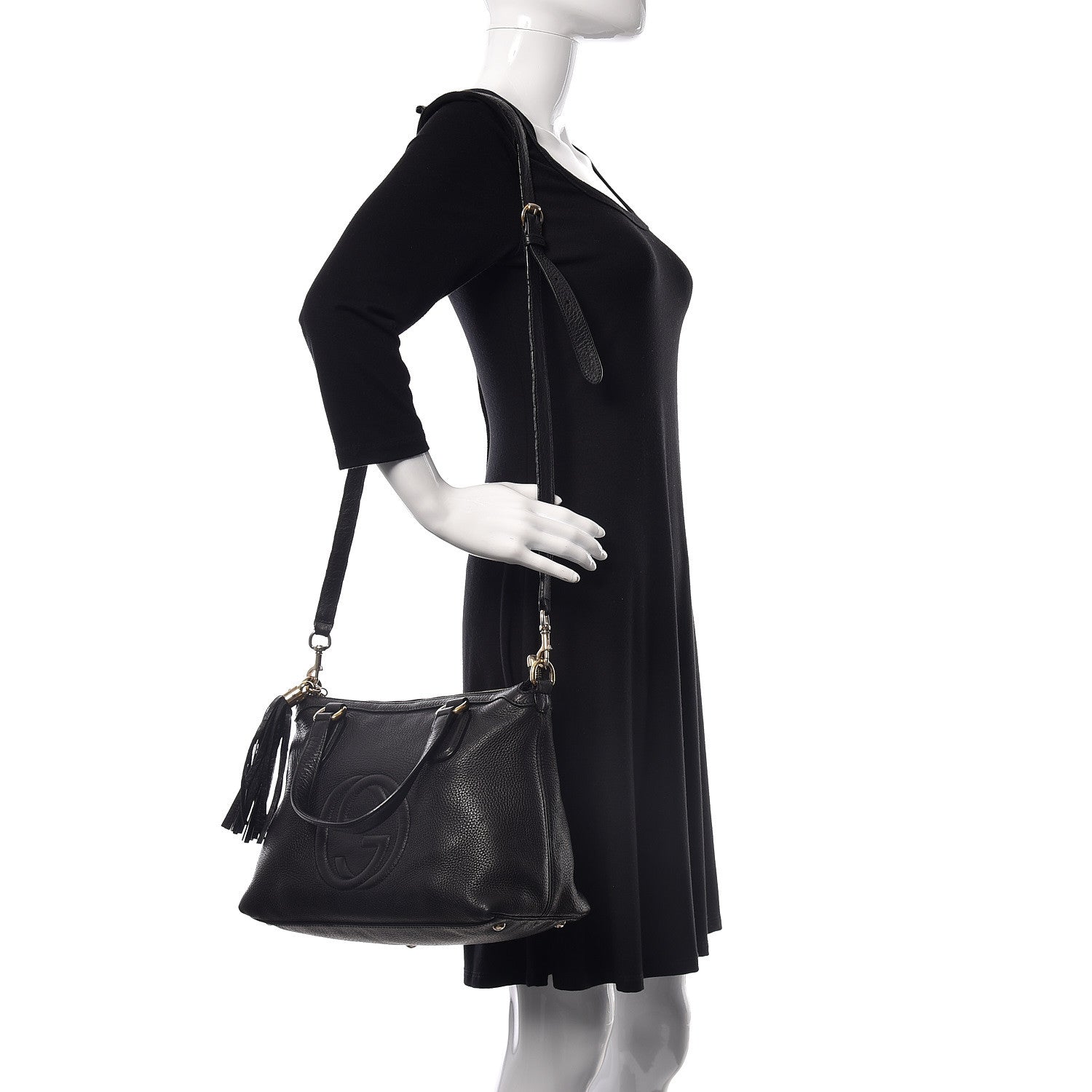 Gucci Pebbled Calfskin Small Soho Top Handle Bag Black 2 of 14