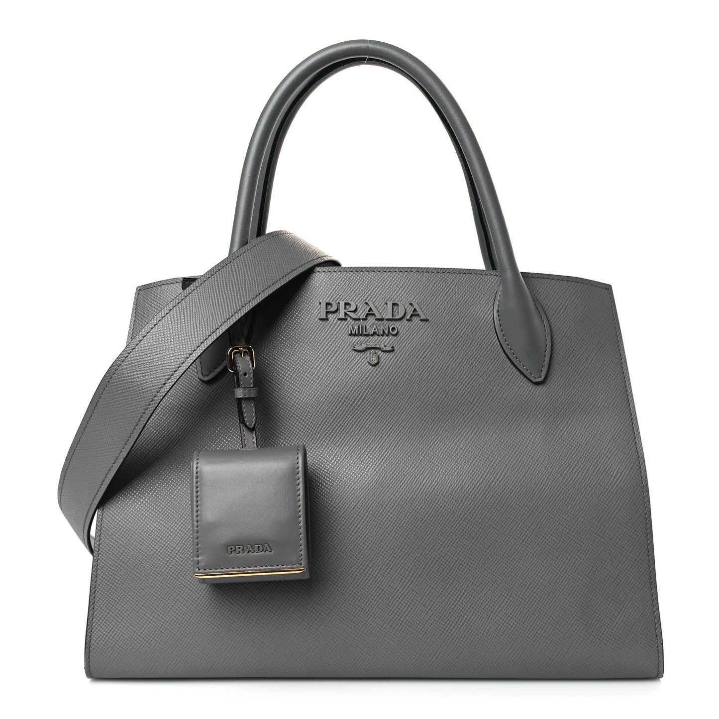 Saffiano Cuir Calfskin Medium Monochrome Top Handle Tote Ardesia