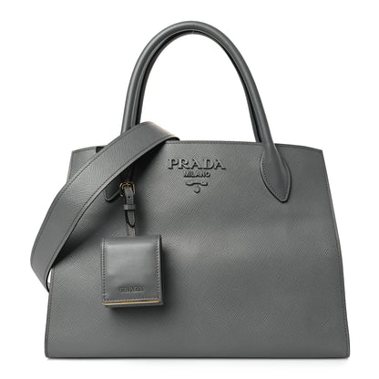 Prada Saffiano Cuir Calfskin Medium Monochrome Top Handle Tote Ardesia 1 of 8