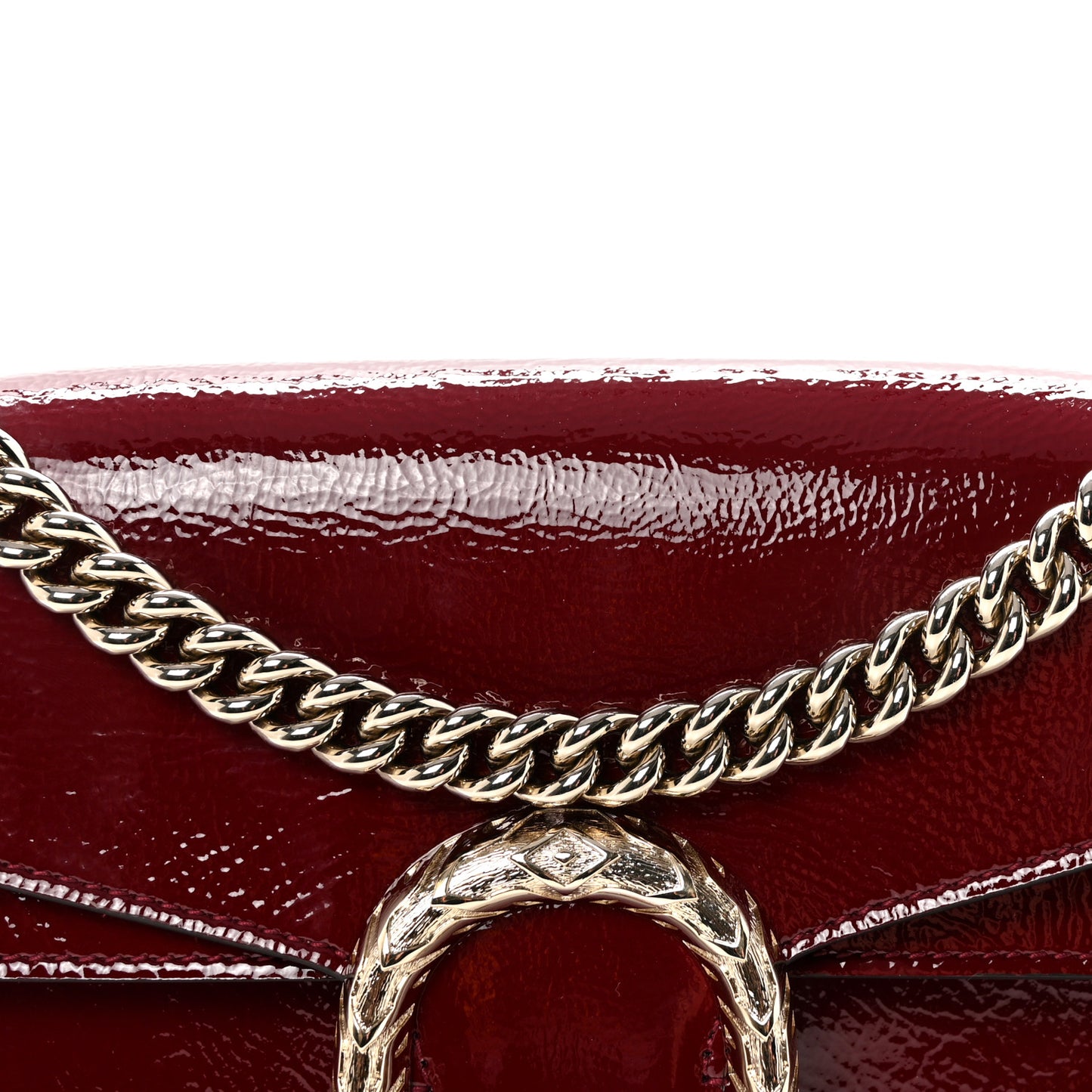 Crinkled Patent Small Dionysus Shoulder Bag Rosso Ancora Red