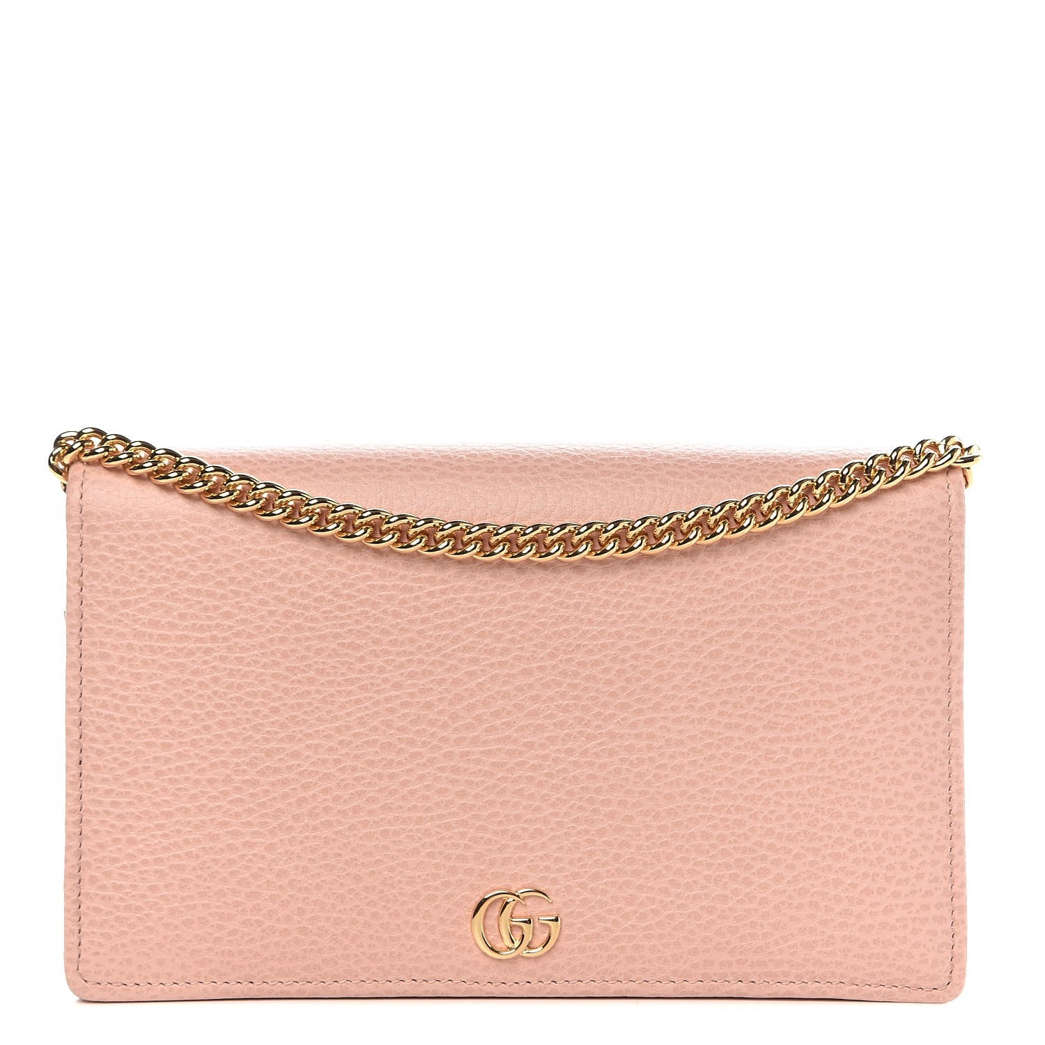 Gucci Dollar Calfskin Mini GG Marmont Chain Wallet Perfect Pink 1 of 8