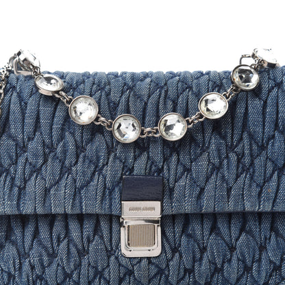 Miu Miu Denim Matelasse Crystal Chain Crossbody Bag Blue 10 of 10