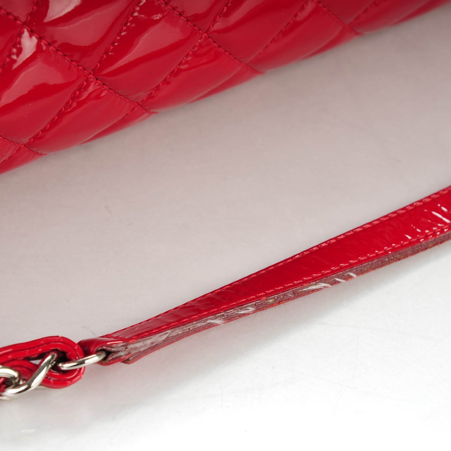 Patent Quilted Large Just Mademoiselle Bowling Bag Red
