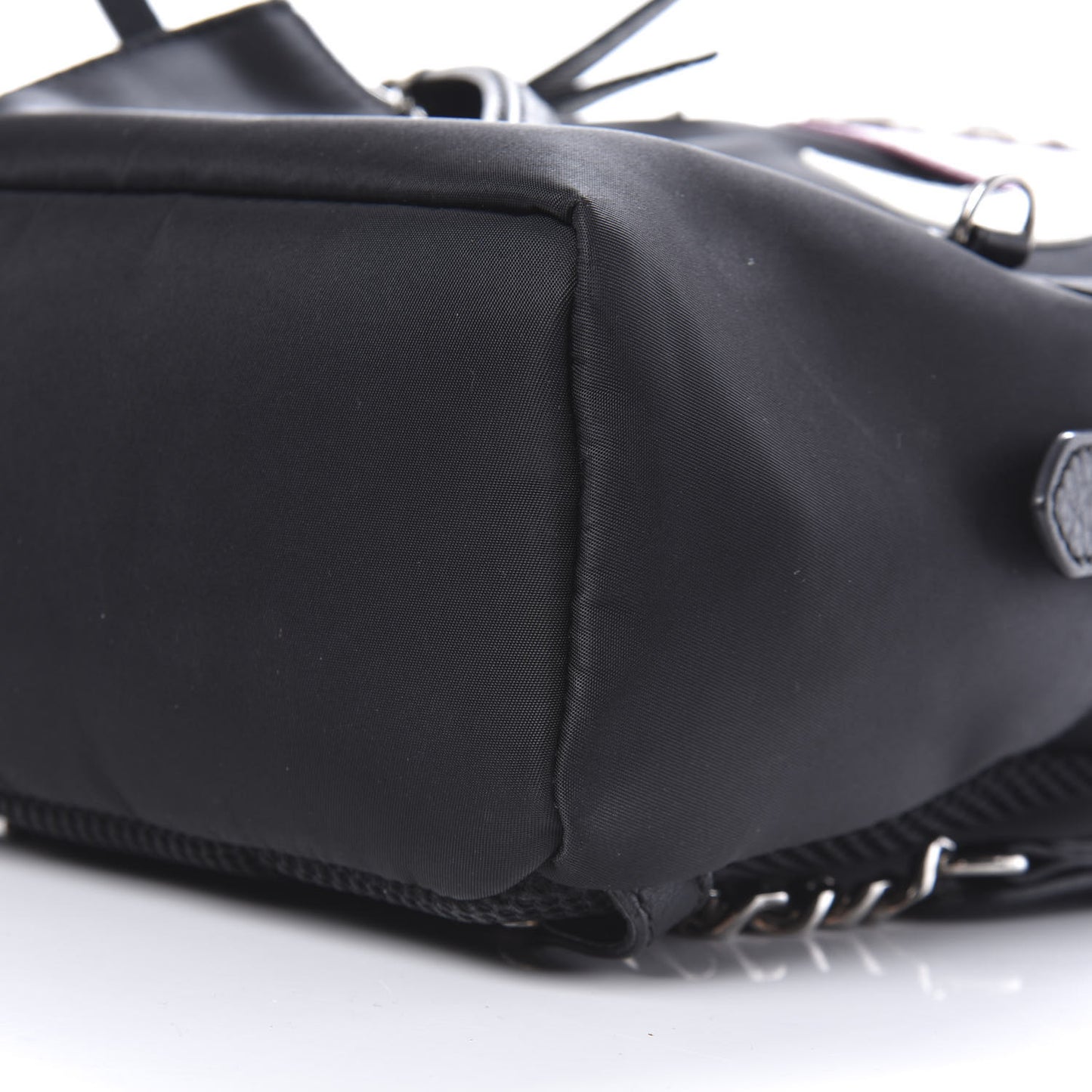 Nylon Vitello Fox Goat Fur Monster Eyes Mini Backpack Black Multicolor Sky