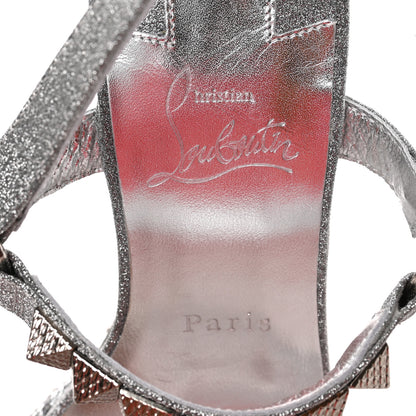 Christian Louboutin Glitter Nappa Mica Pyraclou 110 Wedge Sandals 39 Silver 7 of 8