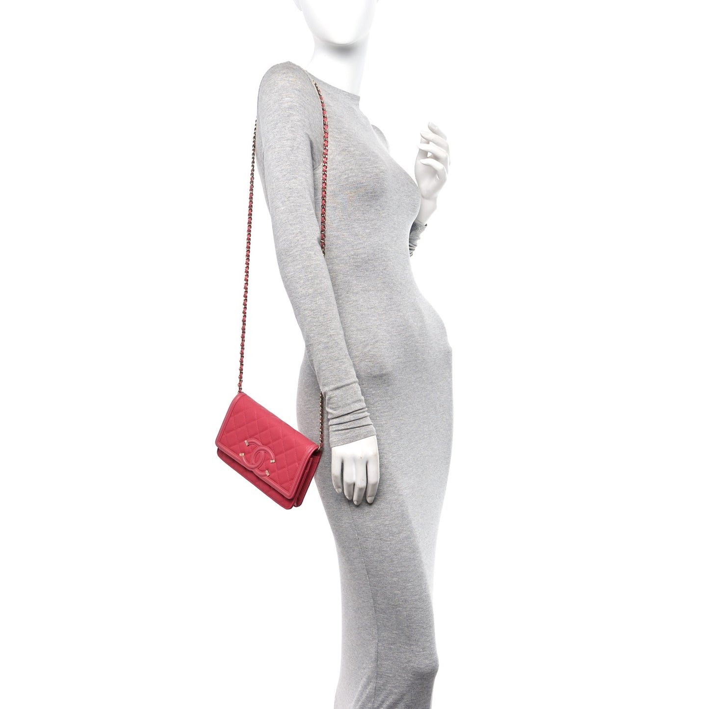 Caviar Quilted CC Filigree Wallet On Chain WOC Pink