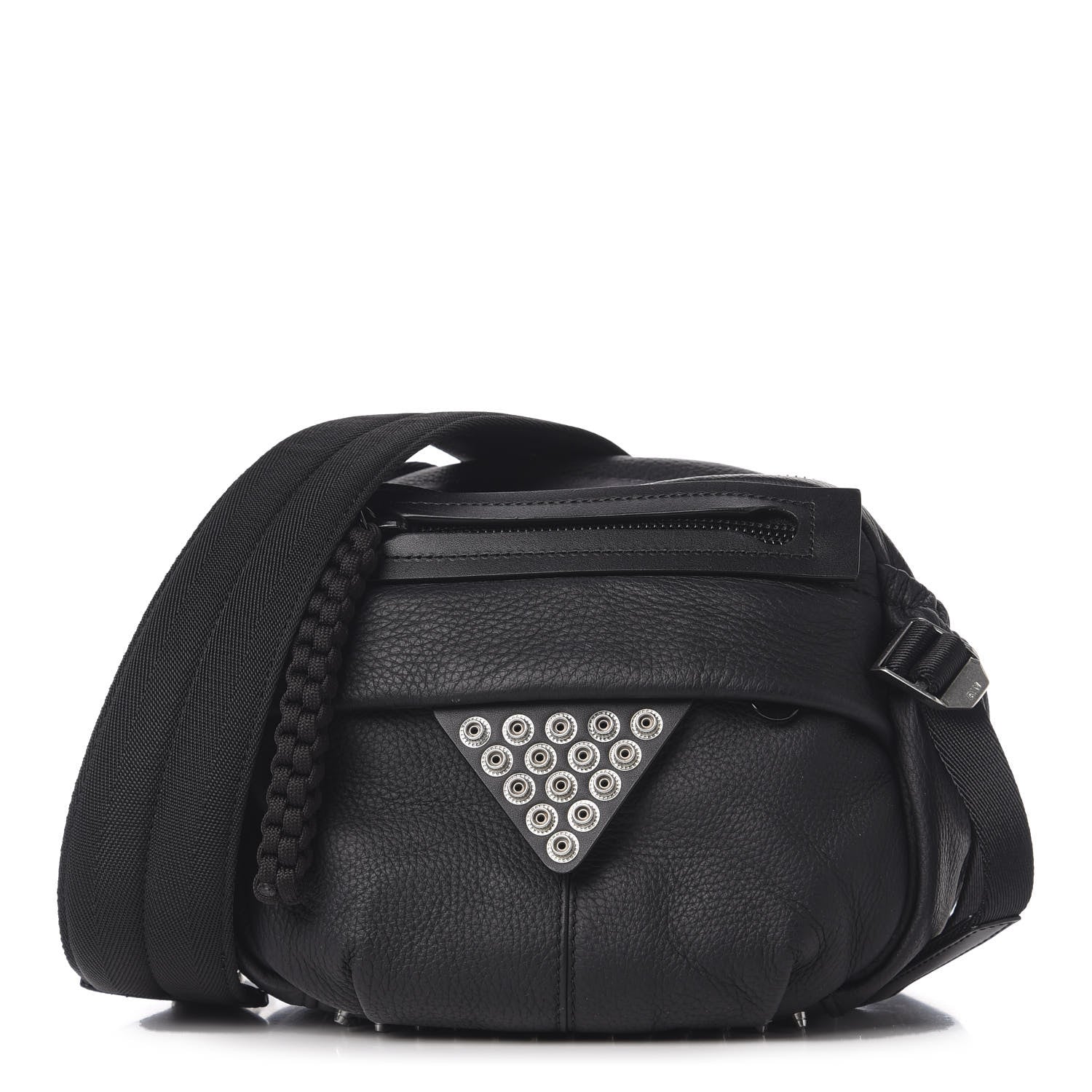 Alexander Wang Pebbled Deerskin Mesh Snap Embellished Convertible Shoulder Bag Black 1 of 9