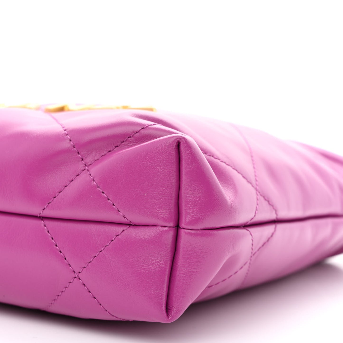 Shiny Calfskin Quilted Mini Chanel 22 Purple
