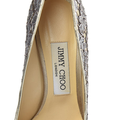 Jimmy Choo Metallic Lace Romy Pumps 36 Silver Gold 8 of 8