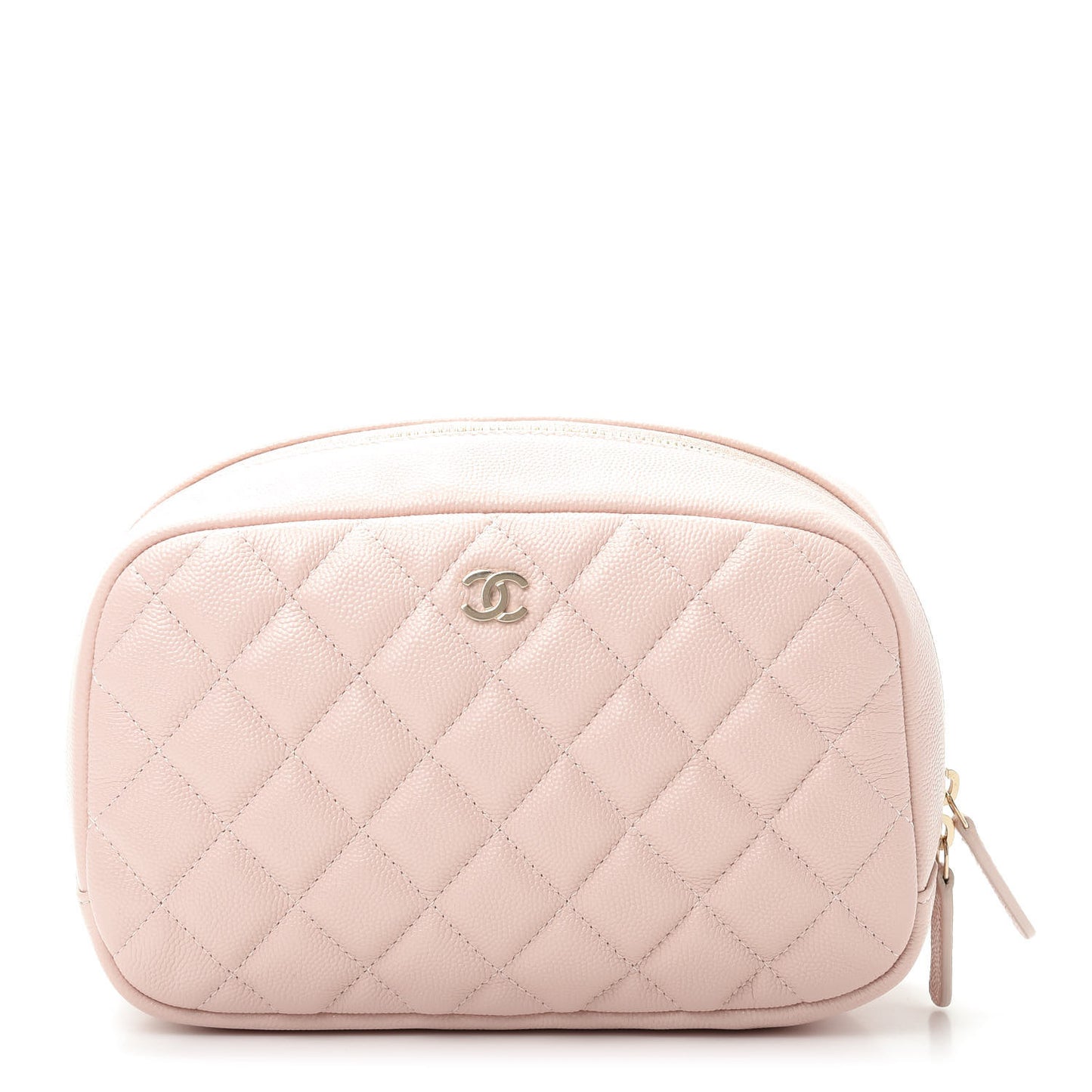 Caviar Quilted Medium Curvy Pouch Cosmetic Case Light Pink