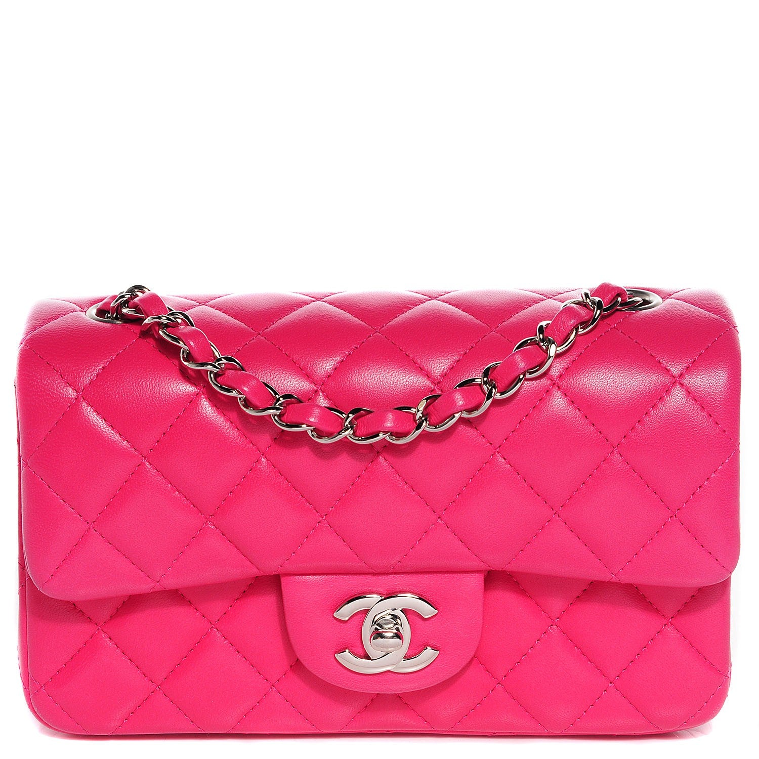 Chanel Lambskin Quilted Mini Rectangular Flap Dark Pink 1 of 9