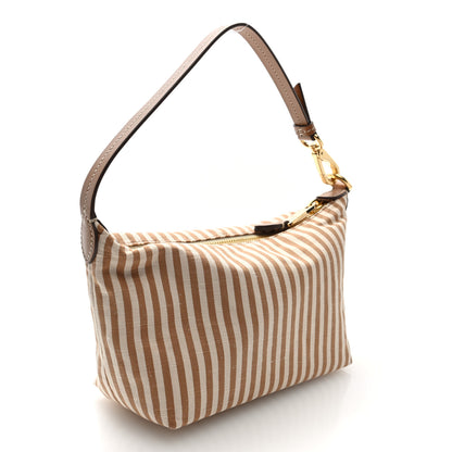 Miu Miu Cotton Linen Calfskin Striped Mini Spirit Cire Bag Tan Caramel 3 of 9