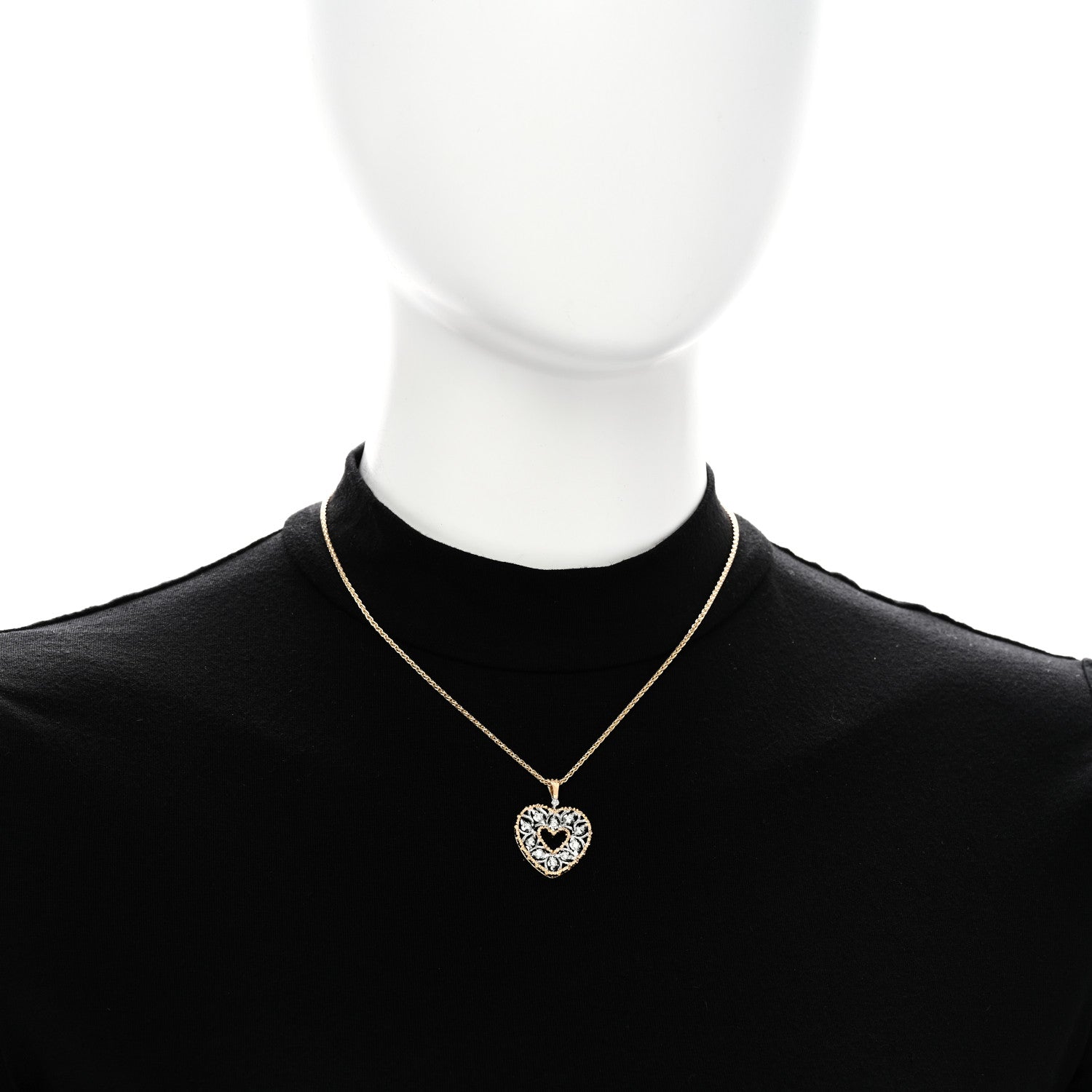 Buccellati 18K Yellow White Gold Diamond Ramage Pendant Necklace 2 of 6