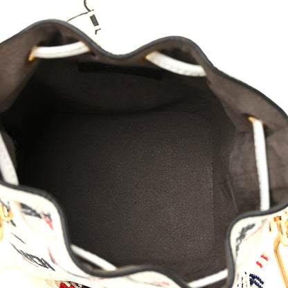 Fendi X FILA Calfskin F is Fendi Mania Fringe Mini Mon Tresor Bucket Bag White 5 of 12
