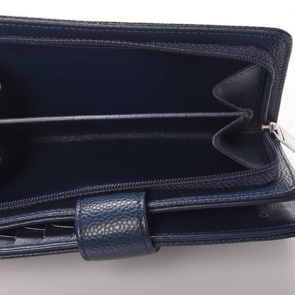 Chanel Caviar Timeless CC French Wallet Navy Blue 6 of 10