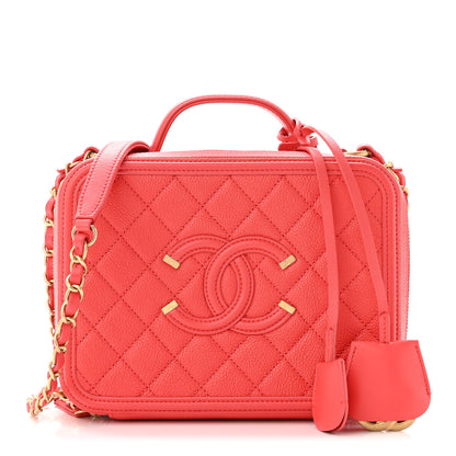 Chanel Caviar Quilted Medium CC Filigree Vanity Case Coral 1 of 10