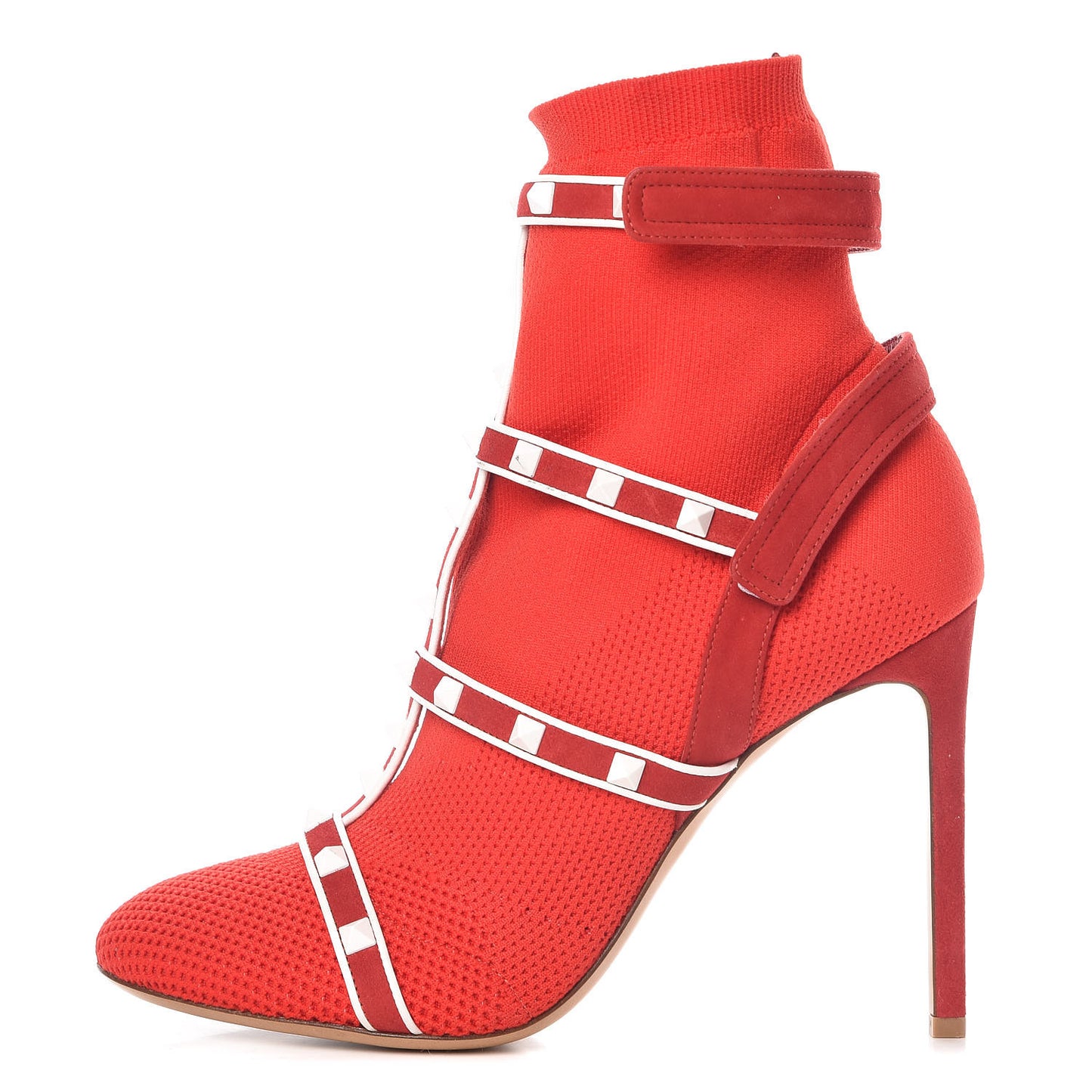 Knit Suede Free Rockstud Bodytech 105mm Ankle Boots 40 Rosso Valentino Optic White