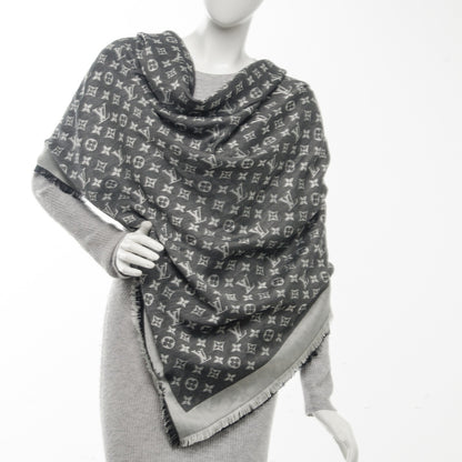 Louis Vuitton Silk Wool Monogram Denim Shawl Black 2 of 5