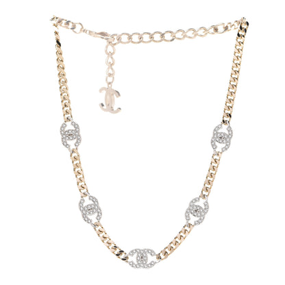 Chanel Crystal Chain CC Link Choker Gold Silver 3 of 6