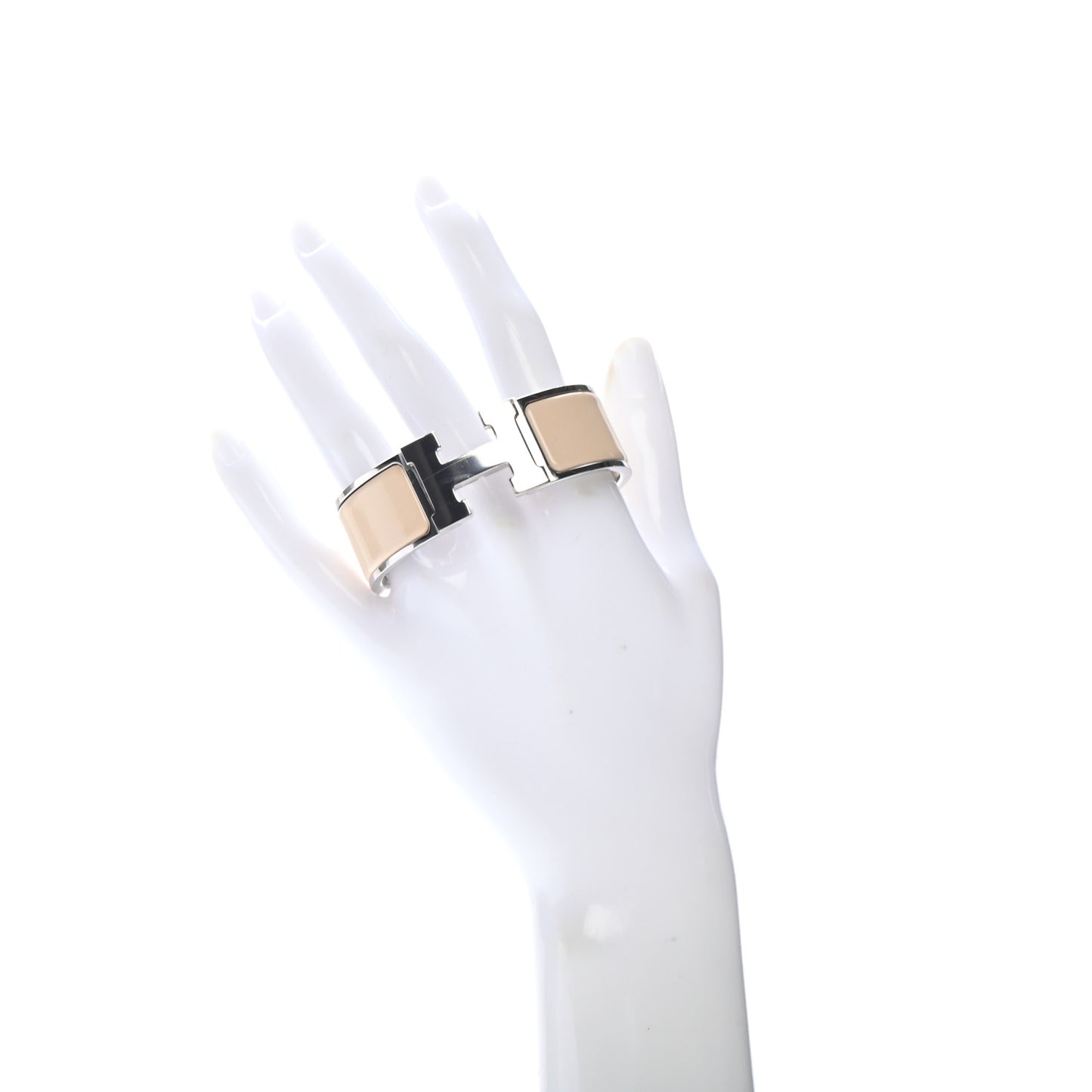 Enamel Wide Clic Clac H Bracelet PM Beige Nacre
