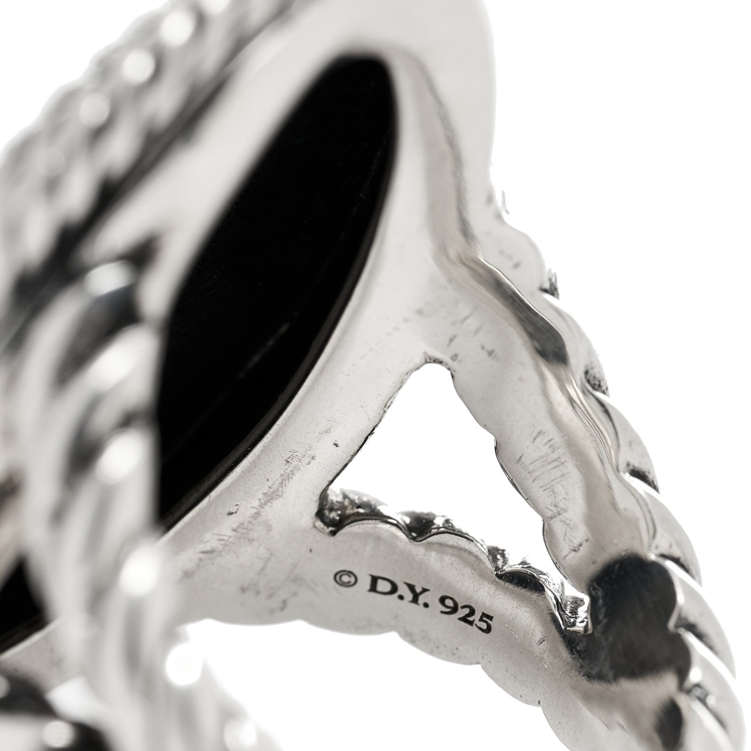 David Yurman Sterling Silver Diamond Cable Coil Ring 54 7 4 of 4
