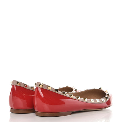 Valentino Garavani Patent Nappa Rockstud Ballerina Flats 39.5 Rosso Valentino Poudre 4 of 9