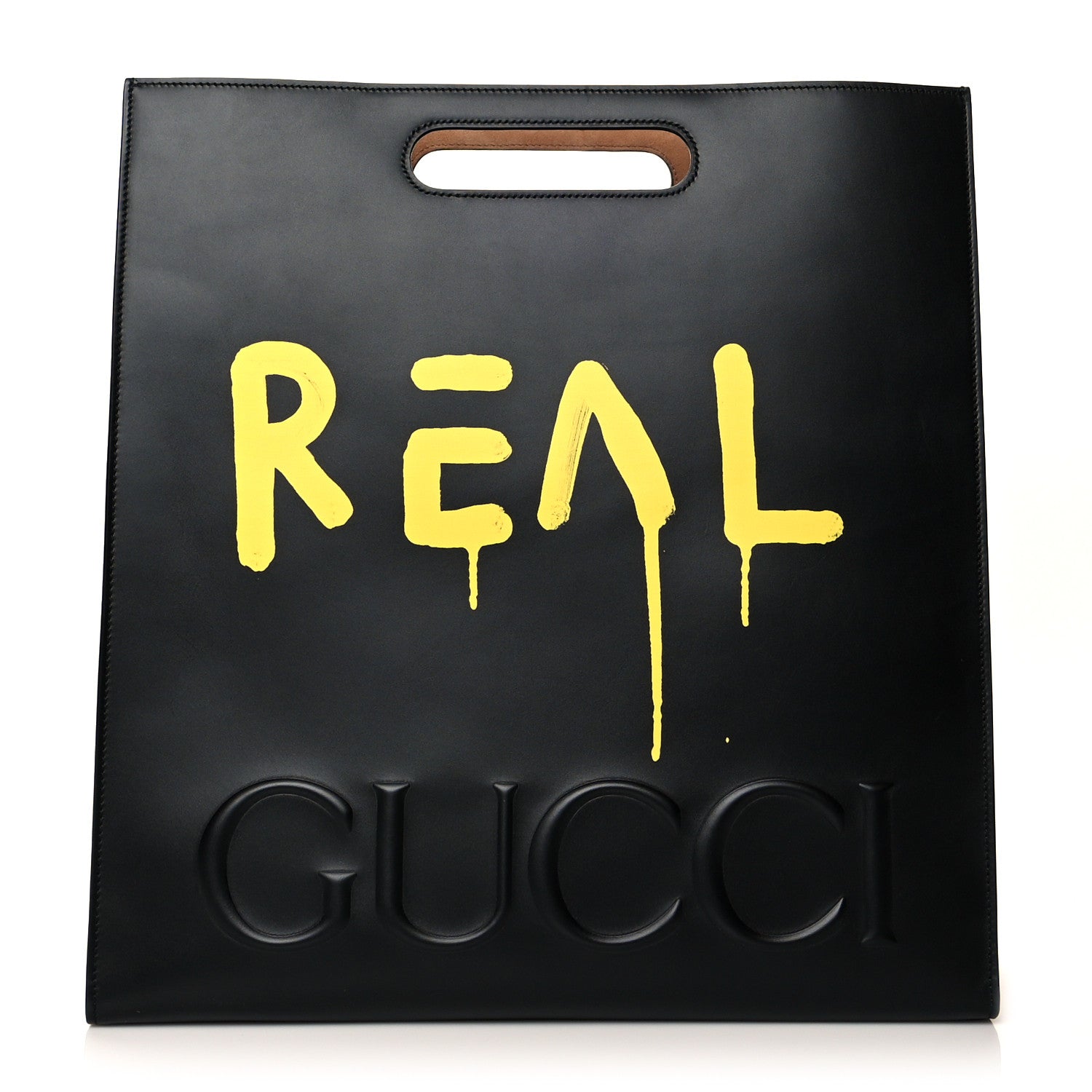 Gucci Calfskin GucciGhost Real Large XL Tote Black Yellow 1 of 9