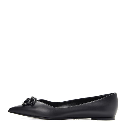 Versace Calfskin Palazzo Ballerina Flats 39.5 Black 1 of 11