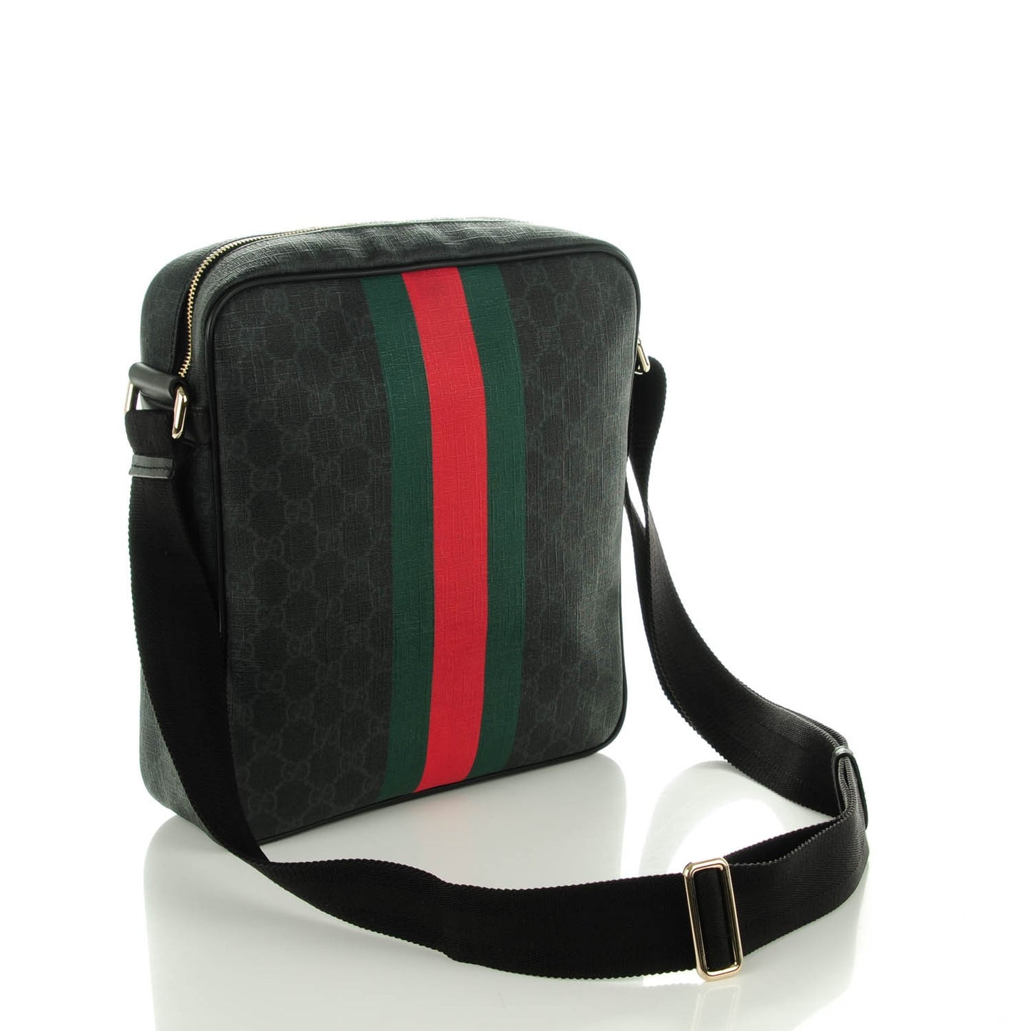 GG Plus Monogram Web Messenger Bag Black