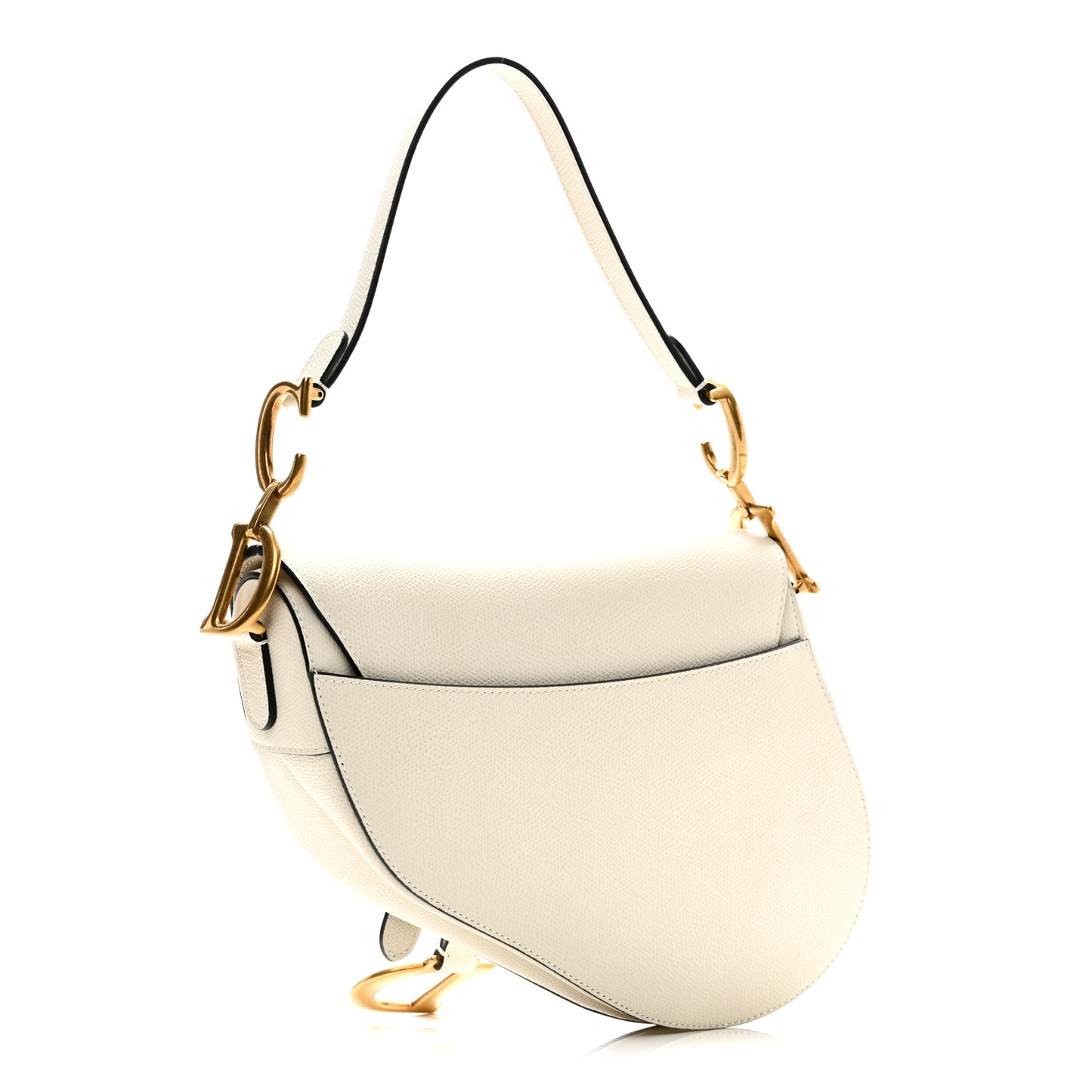 Grained Calfskin Saddle Bag White