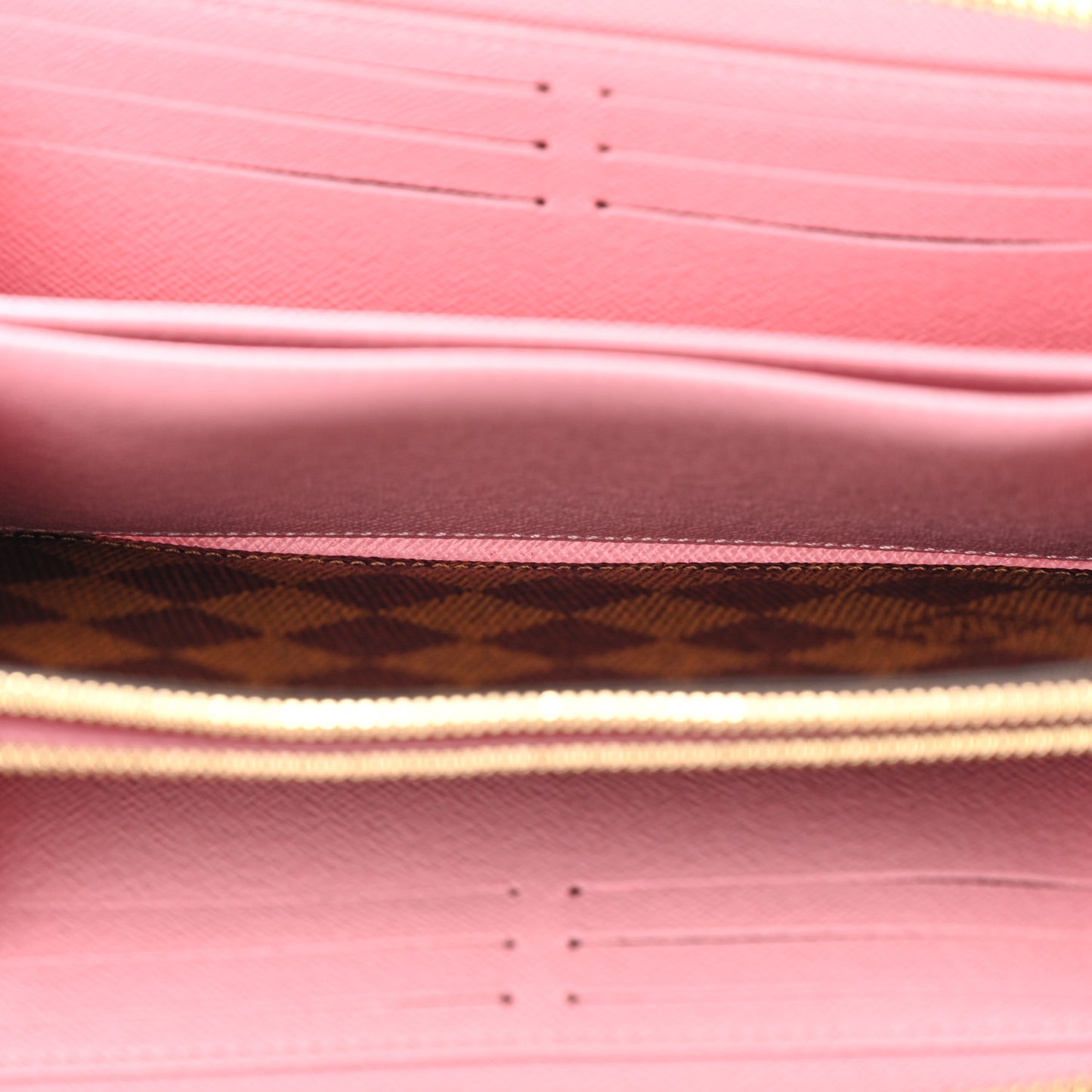 Damier Ebene Studded Zippy Wallet Rose Ballerine