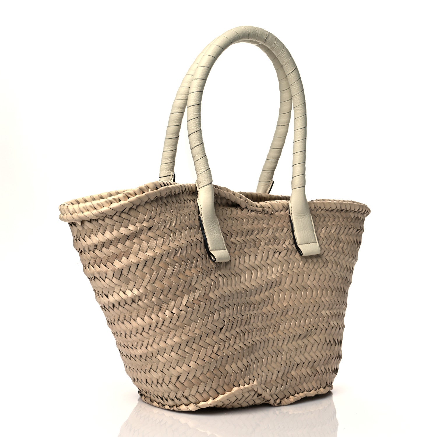 Chloe Raffia Small Grain Calfskin Medium Marcie Basket White 3 of 11