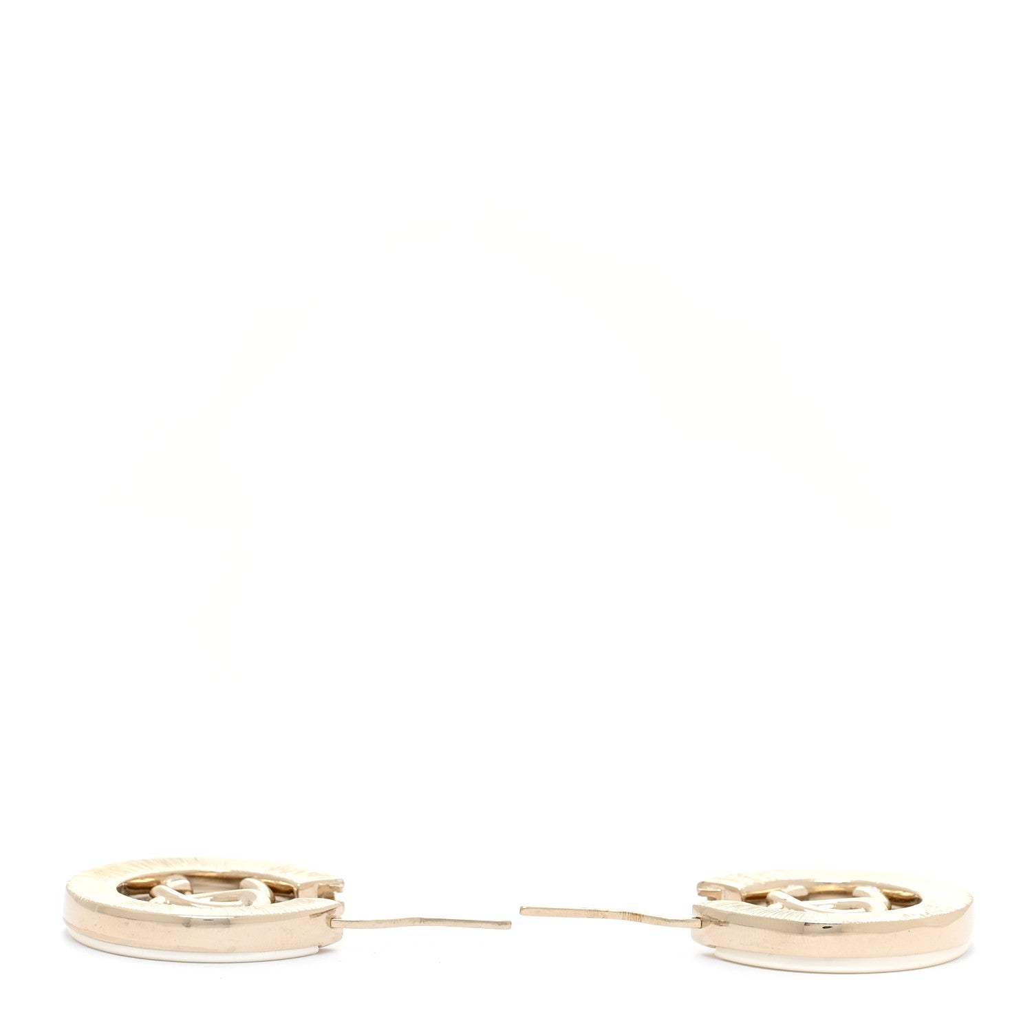 Chanel Metal Crystal Strass CC Hoop Earrings Gold 6 of 10