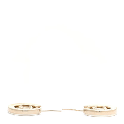 Chanel Metal Crystal Strass CC Hoop Earrings Gold 6 of 10