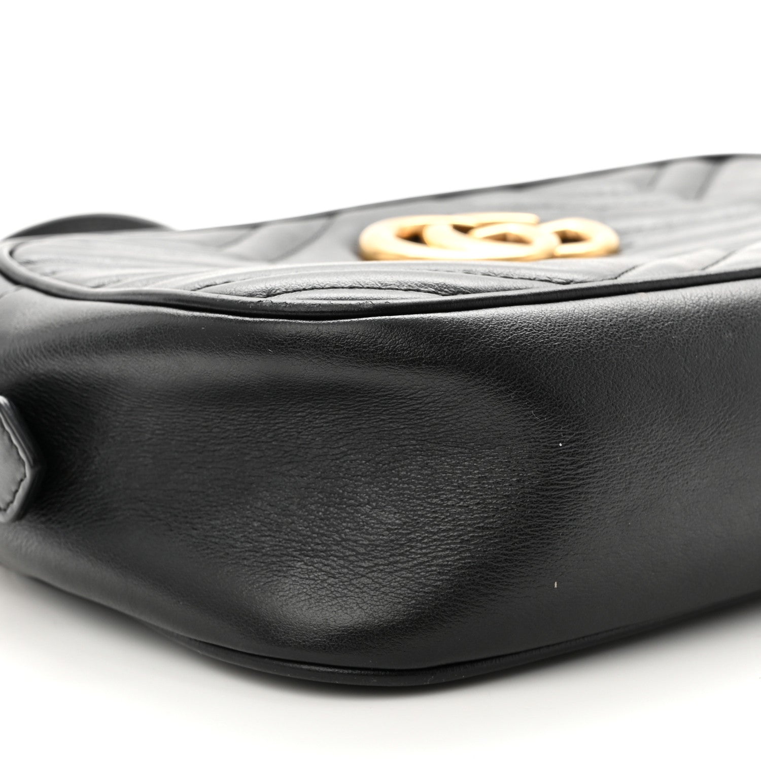 Gucci Calfskin Matelasse Small GG Marmont Chain Shoulder Bag Black 9 of 11