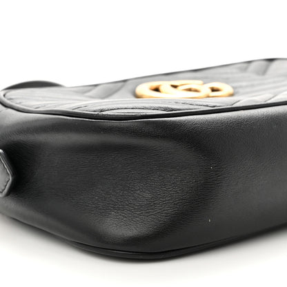 Gucci Calfskin Matelasse Small GG Marmont Chain Shoulder Bag Black 9 of 11