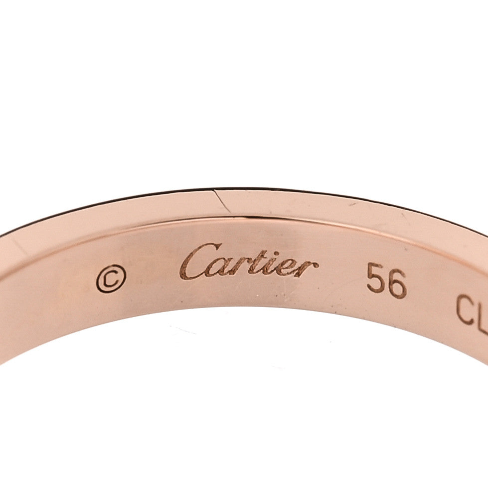 18K Pink Gold Diamond 3mm C De Cartier Wedding Band Ring 56 7.75