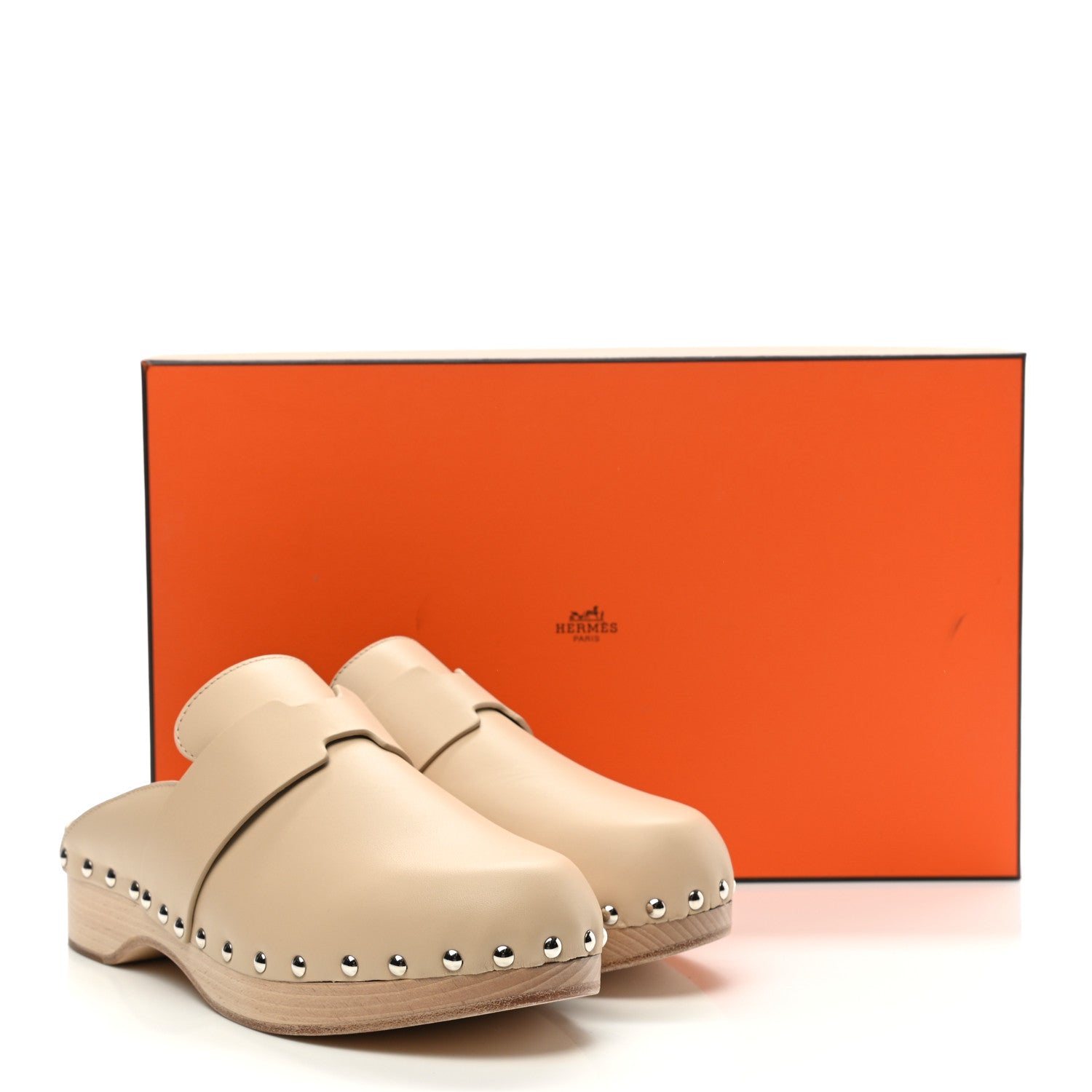 Hermes Calfskin Calya Mules 38 Hetre 9 of 9