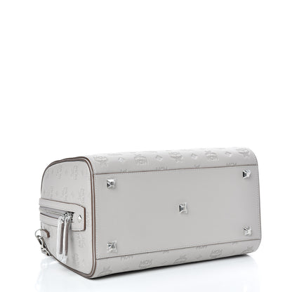 MCM Calfskin Ottomar Monogram Essential Boston Bag Dove 3 of 9