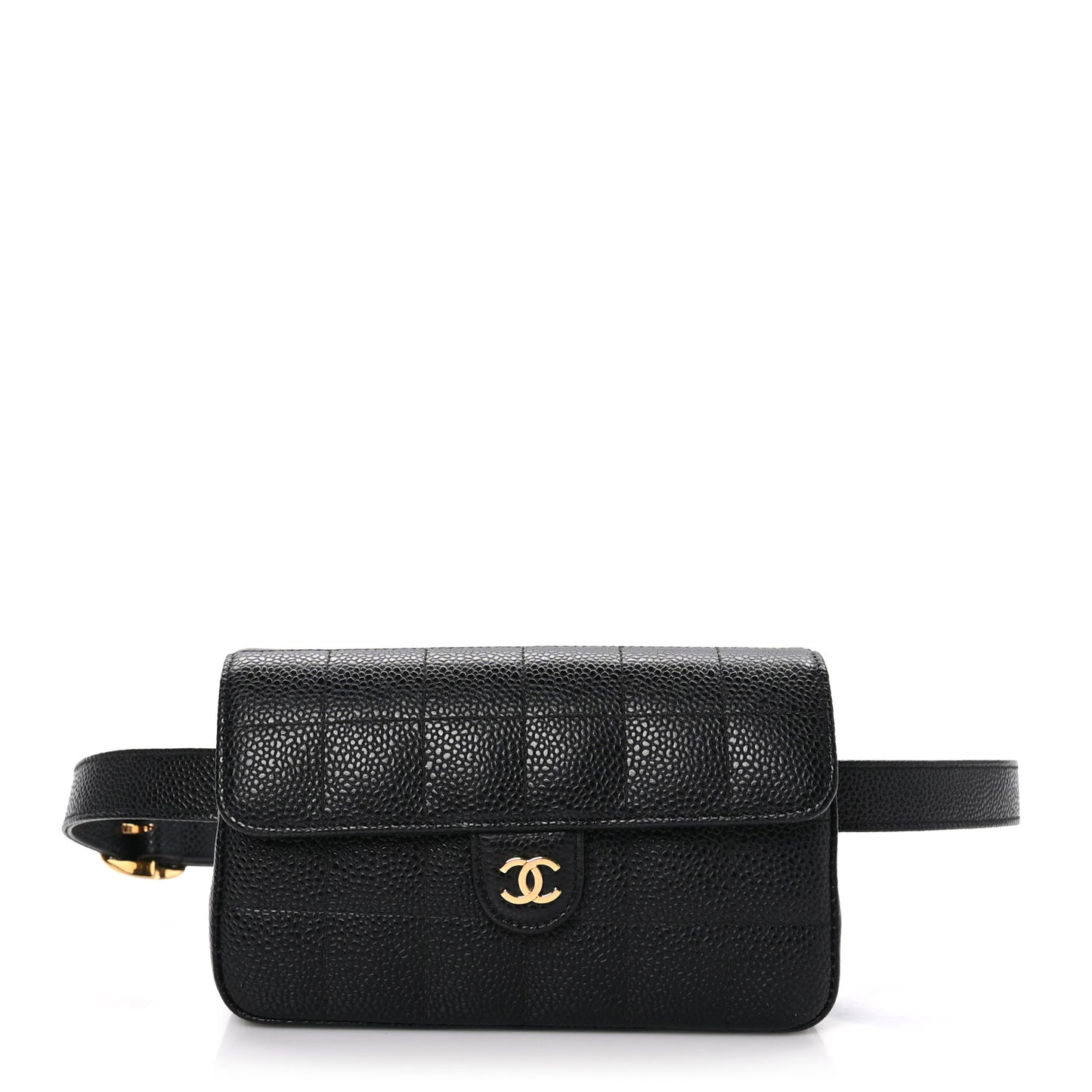 Caviar Chocolate Bar Quilted Flap Waist Belt Bag 90 36 75 30 Black
