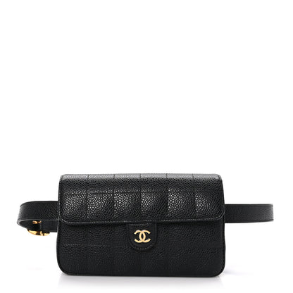 Chanel Caviar Chocolate Bar Quilted Flap Waist Belt Bag 90 36 75 30 Black 1 of 10