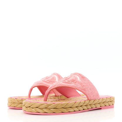 Chanel Terry Cloth Raffia CC Logo Thong Sandals 39.5 Pink 3 of 8