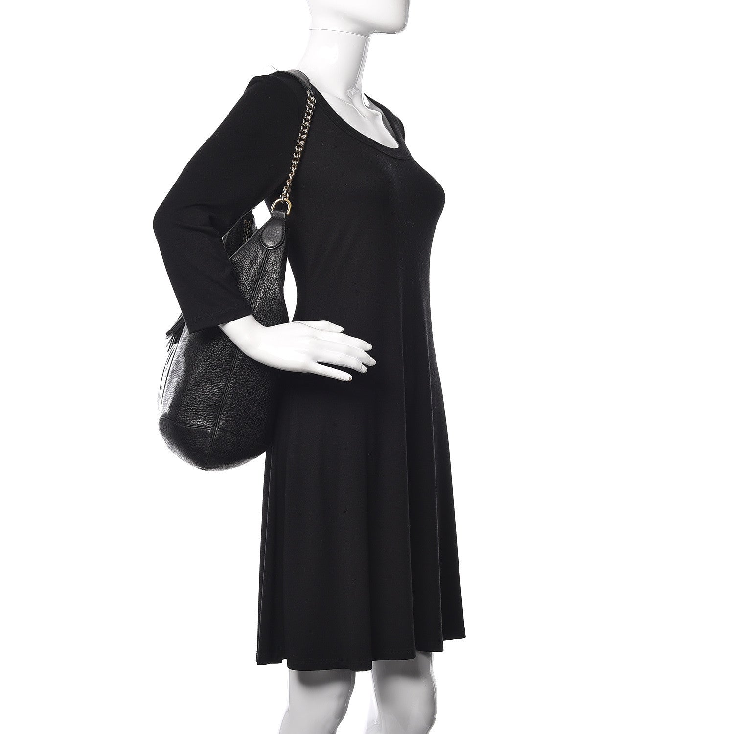 Gucci Pebbled Calfskin Medium Soho Chain Hobo Black 2 of 16