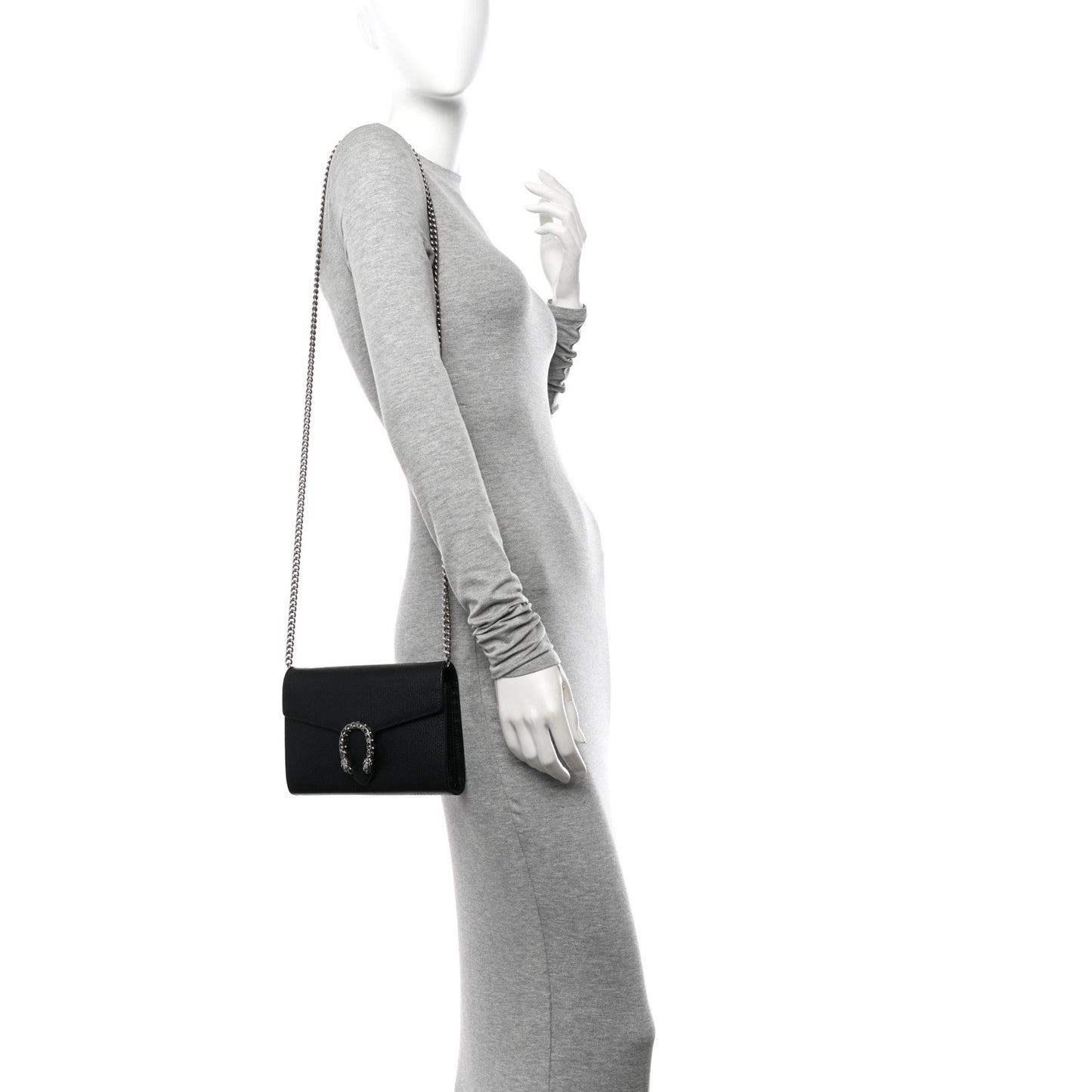 Calfskin Mini Dionysus Chain Wallet Black
