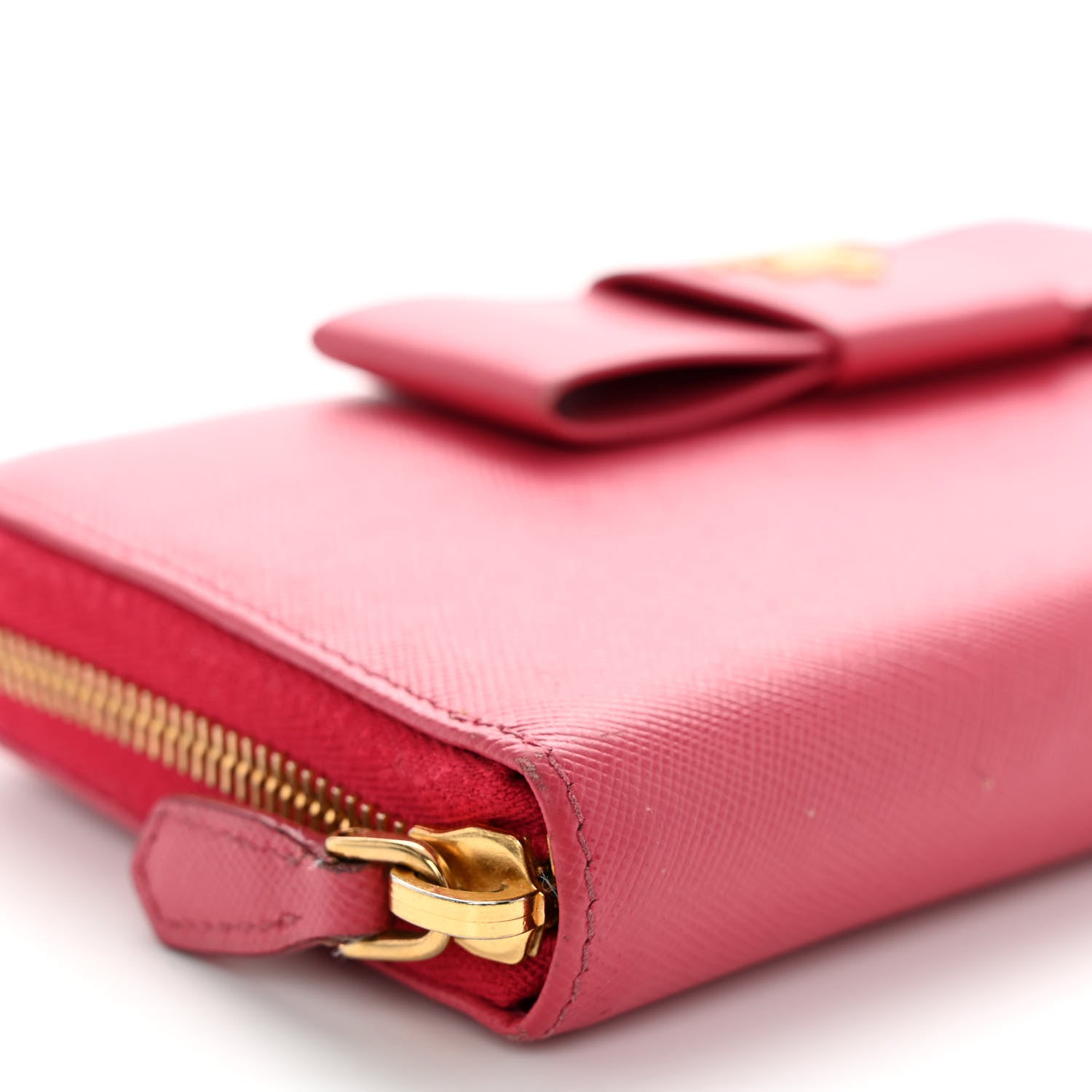 Prada Saffiano Fiocco Bow Zip Around Wallet Peonia 8 of 11