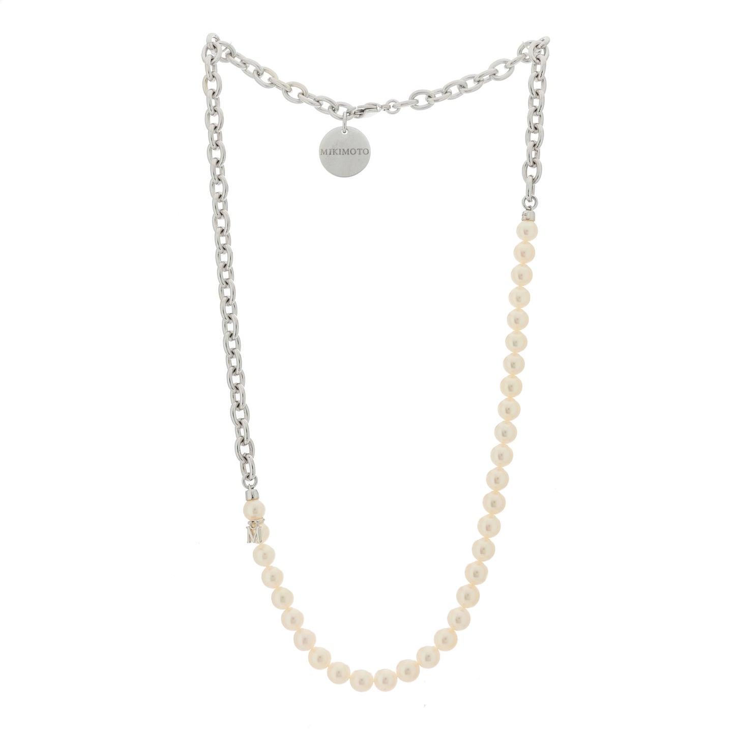 X COMME DE GARCON Sterling Silver Akoya Pearl 6-6.5mm Strand Necklace