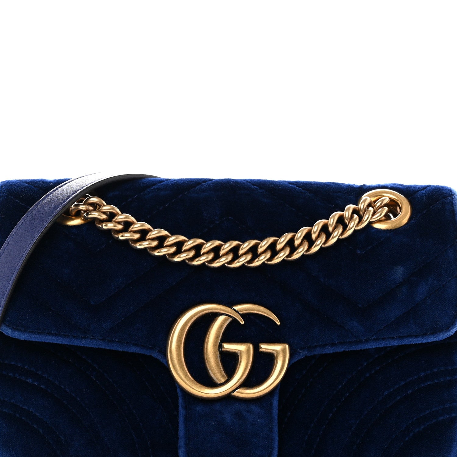 Gucci Velvet Matelasse Mini GG Marmont Shoulder Bag Cobalt Blue 5 of 10